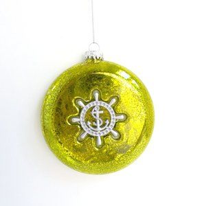 Christmas Ornament Helm Anchor Ship Nautical Round Green Holiday Tree NEW  NEW g